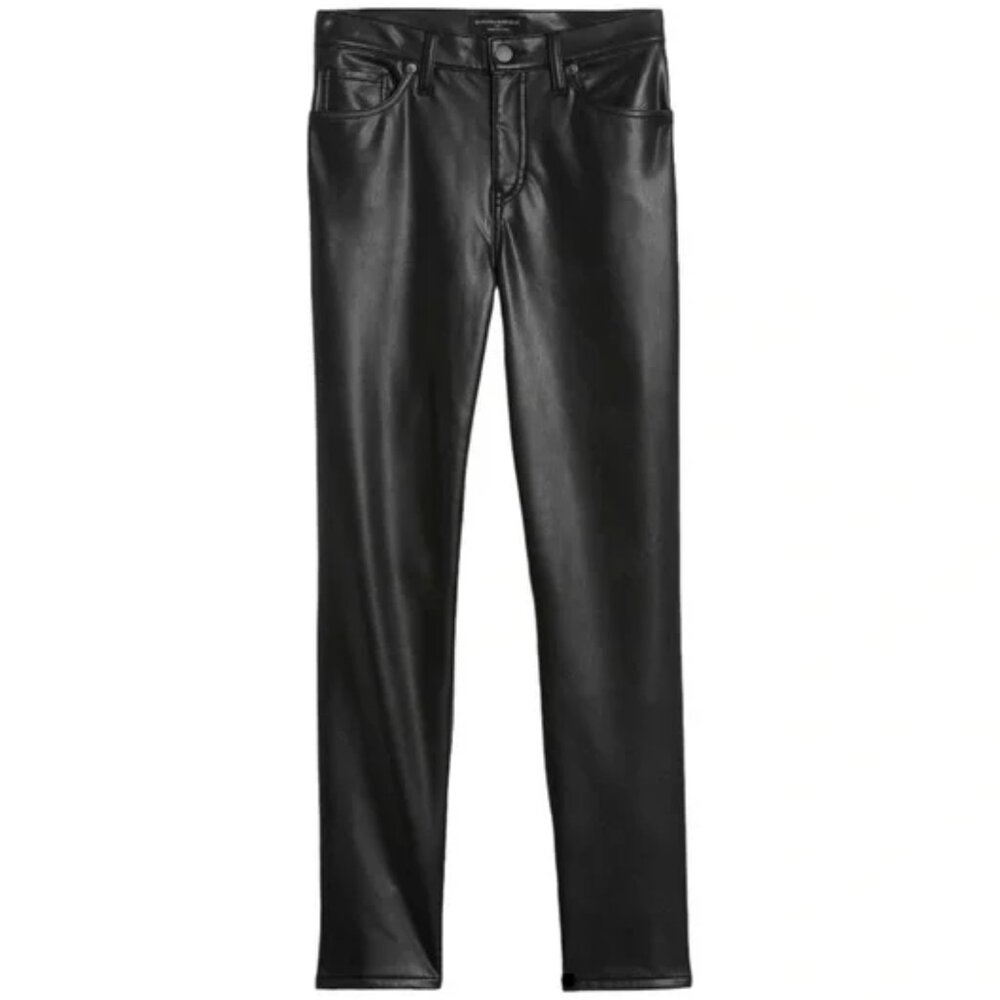 NWT Banana Republic VEGAN LEATHER BLACK SLIM PANT NWT Sz 0/ 25